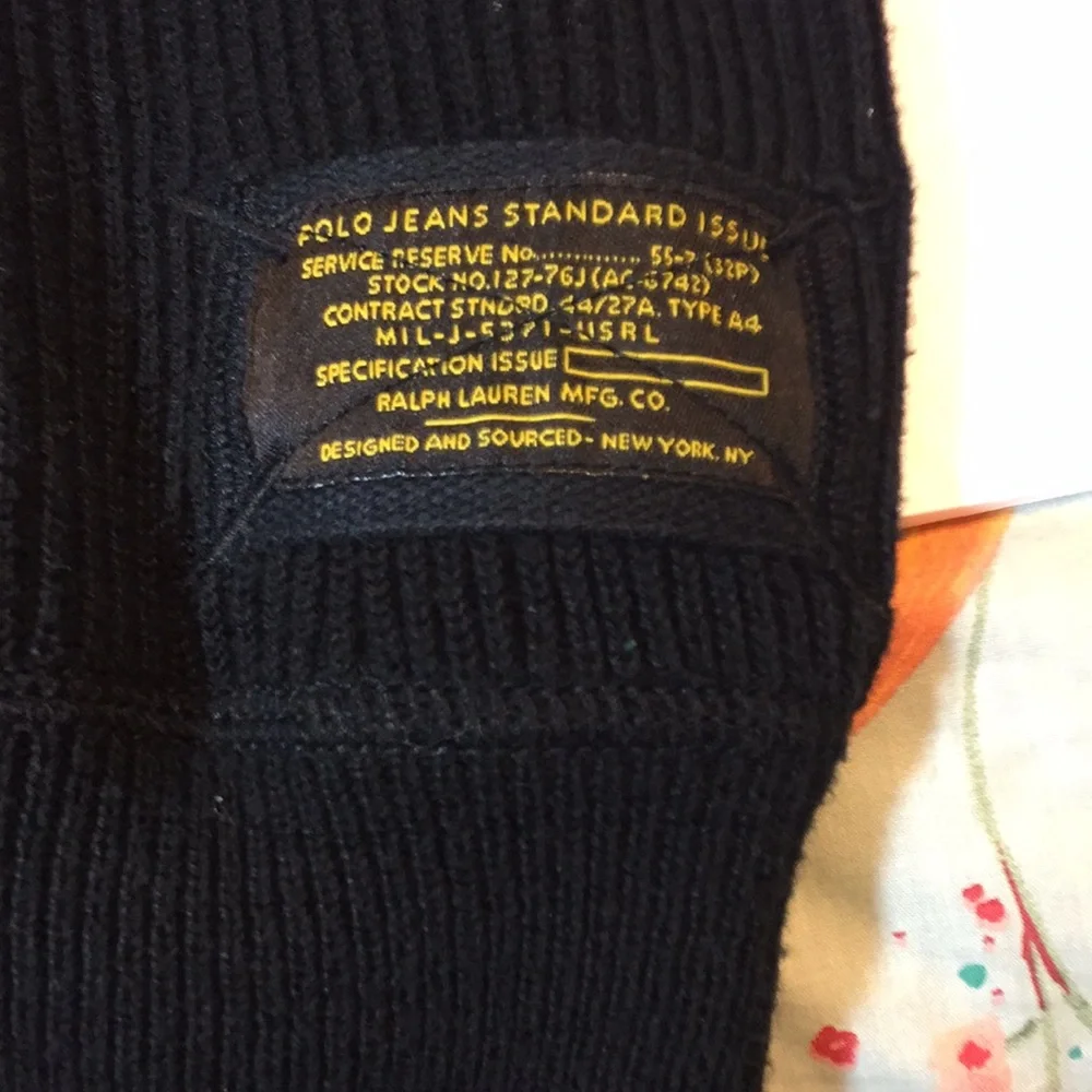 Polo Jean Company Ralph Lauren Navy Ribbed Quarter Zip Heavy Cotton Sweater XXL